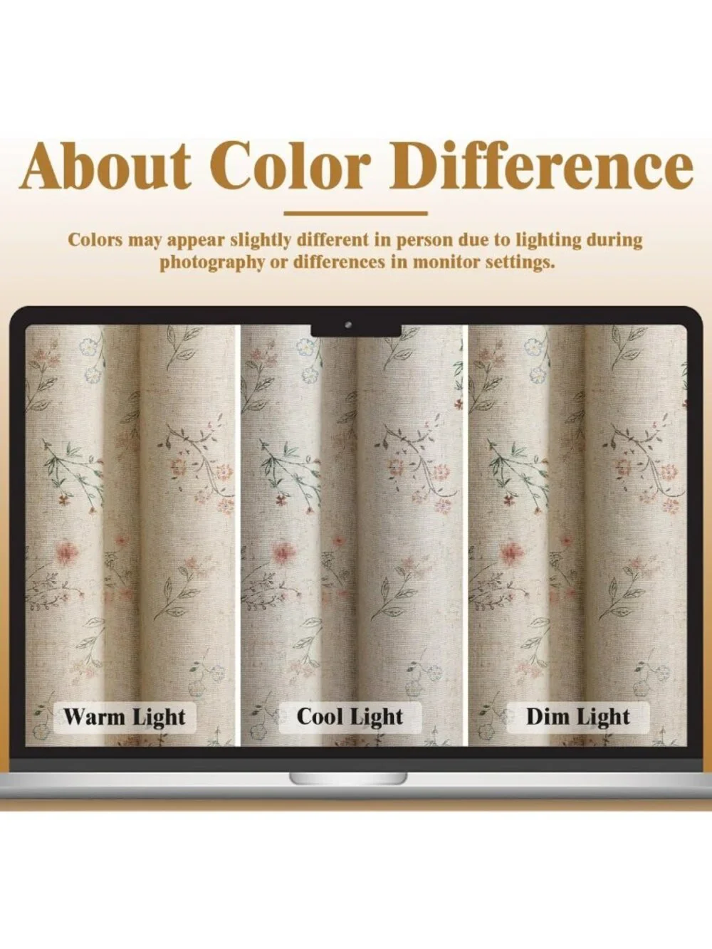 Boho Floral 100% Blackout Curtains - 84 Inch Linen Texture, 2 Panels for Privacy